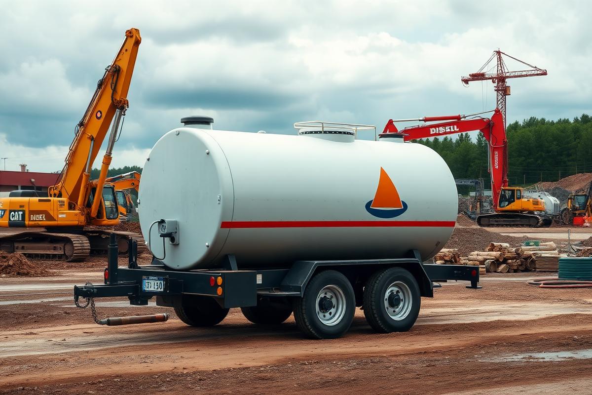 Mobiele werftank voor brandstofopslag opgesteld op een bouwwerf